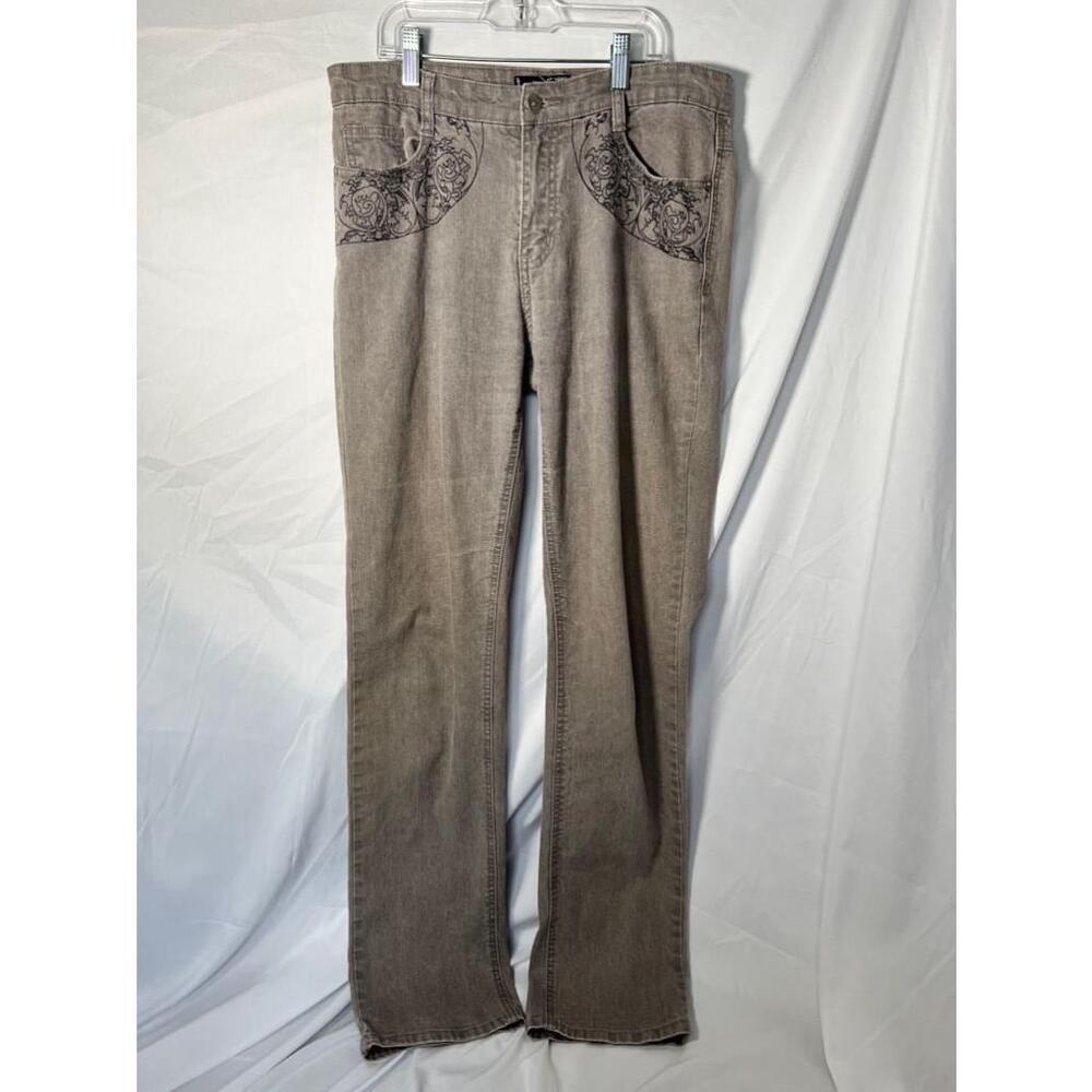 Y2K Embroidered Grunge COS Grey Straight Leg Jeans Size‎ 8 Whimsygoth